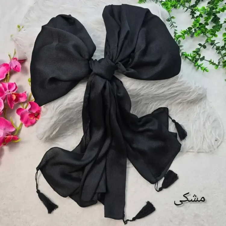 شال کریستال کرپ کریستال شنی ابعاد 180 در 74 رنگ مشکی سفید کرم