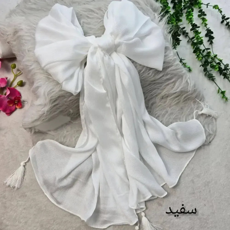 شال کریستال کرپ کریستال شنی ابعاد 180 در 74 رنگ مشکی سفید کرم
