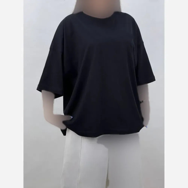 تیشرت باکسی ساده نخ پنبه مشکی اسپرت فری سایز تا 50