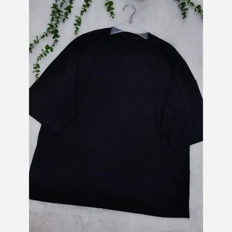 تیشرت باکسی ساده نخ پنبه مشکی اسپرت فری سایز تا 50
