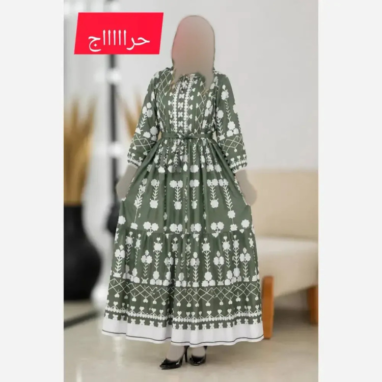 خرید ساحلی زنانه آستین بلند جنس کرپ فلور رنگ سبز و شکلاتی سایز فری 36 تا 46