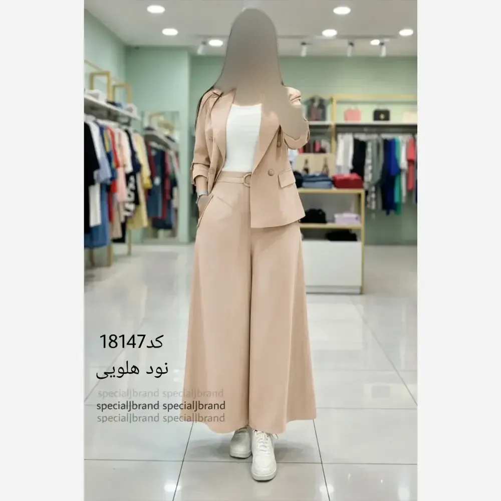 ست کت و دامن شلواری لینن سارا رنگ بندی و سایز بندی متنوع