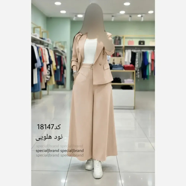 ست کت و دامن شلواری لینن سارا رنگ بندی و سایز بندی متنوع