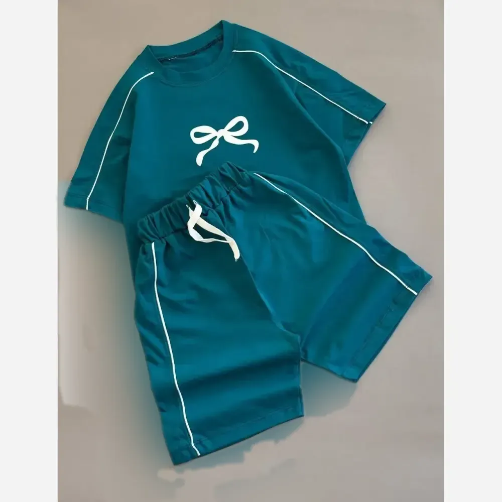 ست دلبر دخترانه پاپیونی جنس پنبه یکرو نخ لاکرادار