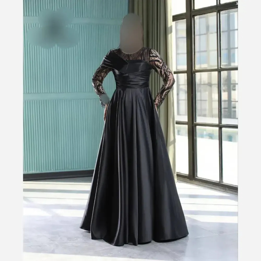 ماکسی مجلسی زنانه مدل پناه مشکی ملیله و پولک ساتن سایز 38 تا 52