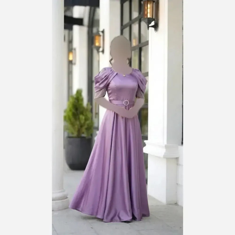 پیراهن بلند زنانه جنس ساتن ال ایکس قد 150