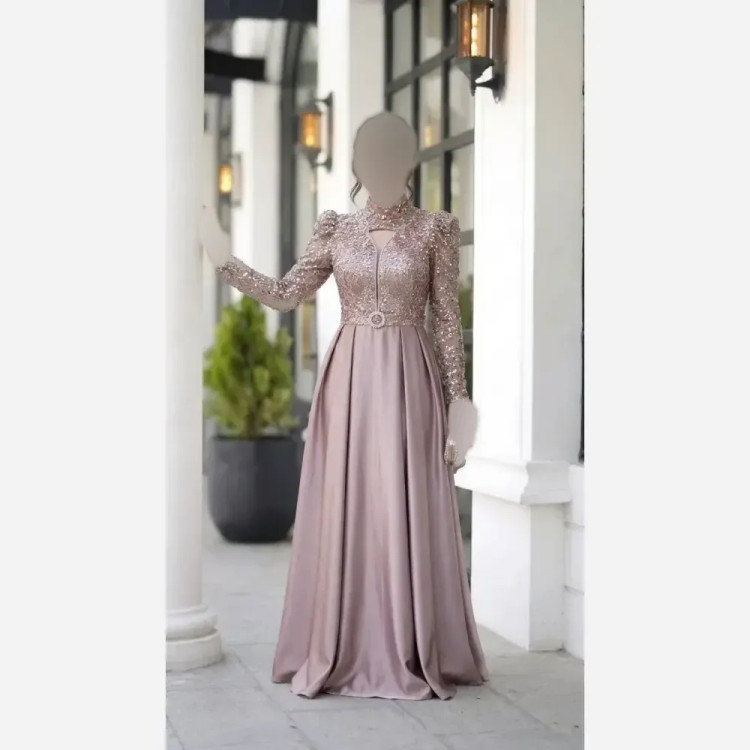 پیراهن مجلسی زنانه مدل سیندرلا جنس شاین و ساتن قد 150