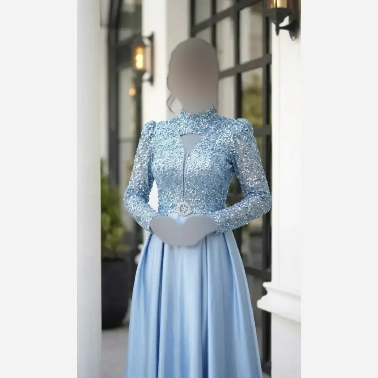 پیراهن مجلسی زنانه مدل سیندرلا جنس شاین و ساتن قد 150