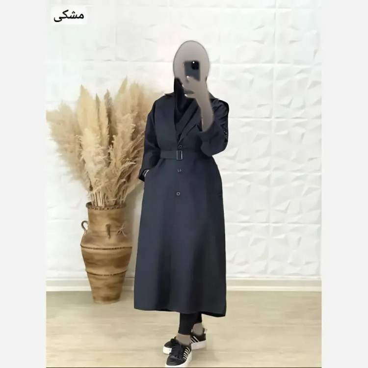 مانتو دانشجویی نانسی جنس پرشین مکانیک رنگ مشکی و سرمه ای