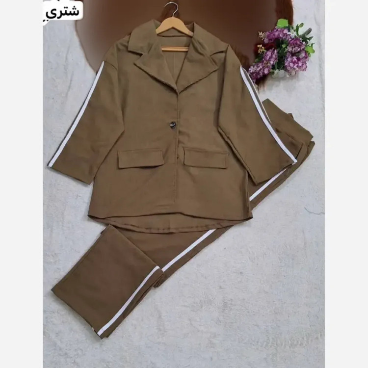 ست کت شلوار زنانه مدل ریحانا جنس کتان بنگال کش فری سایز
