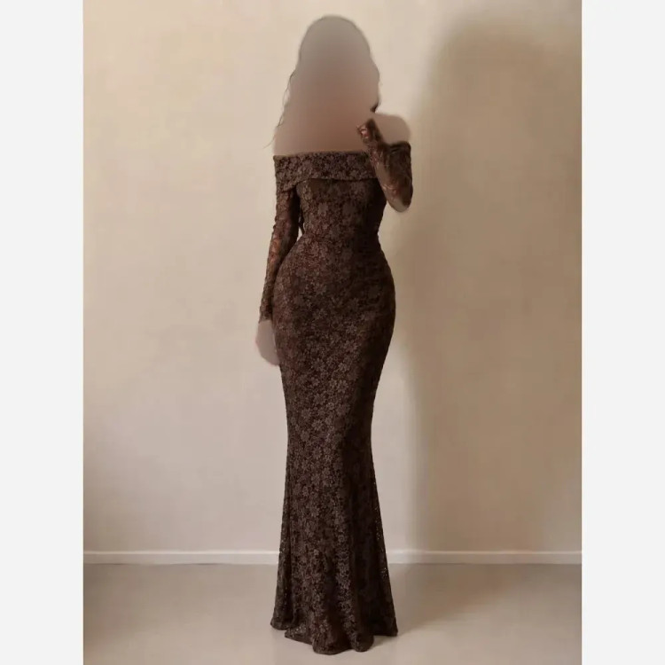 ماکسی دانتل مخمل آستر دار بند دکلته قد 160