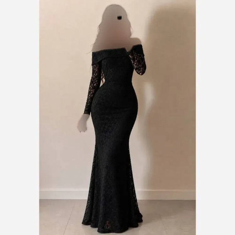 ماکسی دانتل مخمل آستر دار بند دکلته قد 160