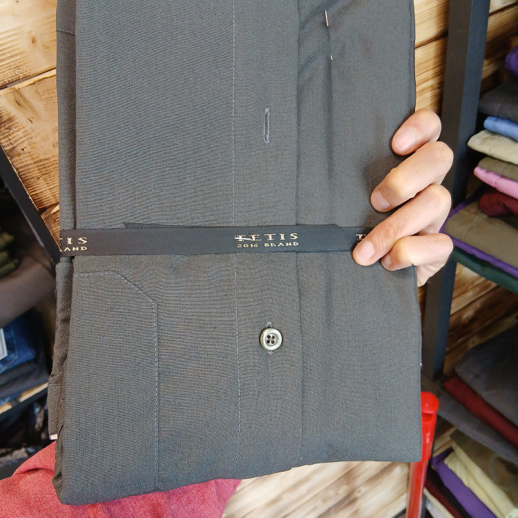 پیراهن مردانه مجلسی آستین بلند تترون رنگ سبز لجنی