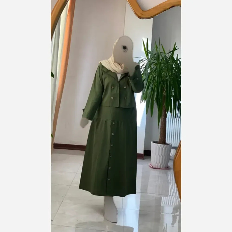 کت دامن جلو دکمه لنین اعلا فری سایز