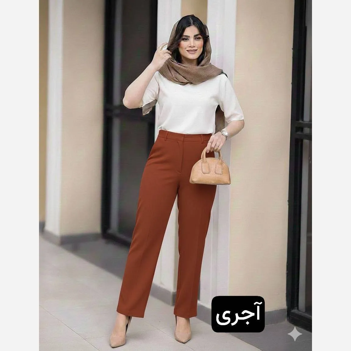 شلوار مازراتی راستا ساده زنانه جنس کرپ مازراتی سایز بزرگ