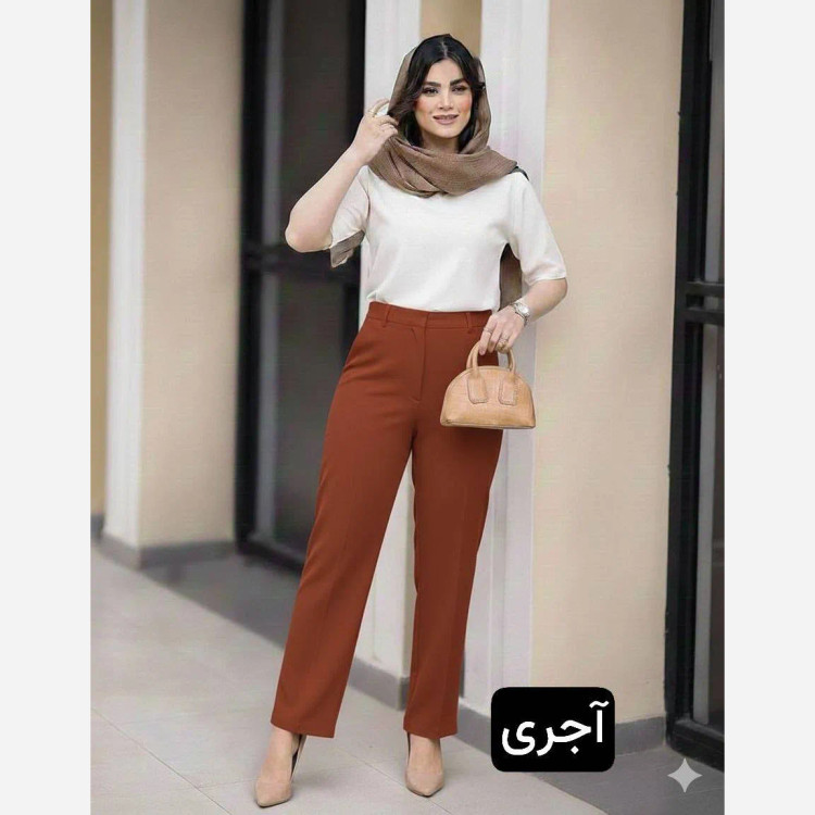 شلوار مازراتی راستا ساده زنانه جنس کرپ مازراتی سایز بزرگ