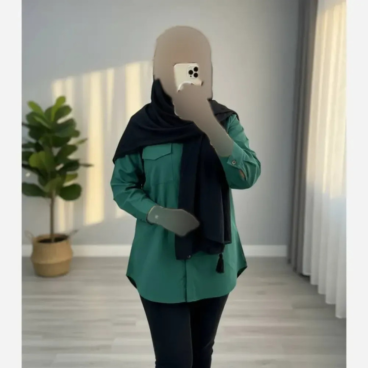 شومیز مانتویی داکرون درجه یک زنانه رنگ سبزروشن مشکی نارنجی سایز 38 تا 44
