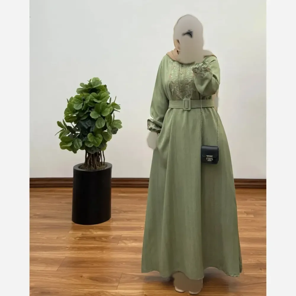 مانتو پیراهنی زنانه سایز بزرگ شانتون گلدوزی شده مناسب بارداری و شیردهی فری سایز