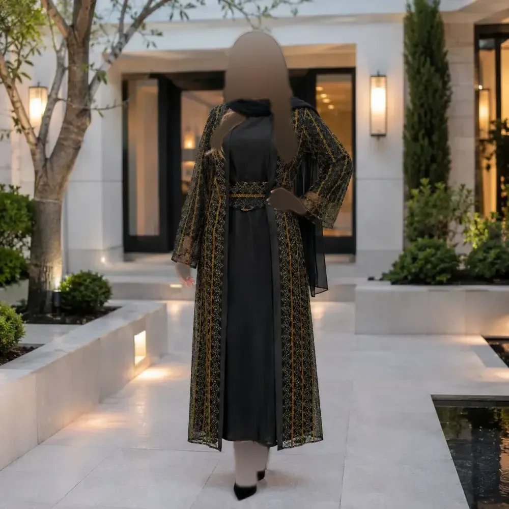ست دو تیکه مجلسی زنانه طرح ثریا سارافون صوفیا و رویه دانتل سایز بزرگ