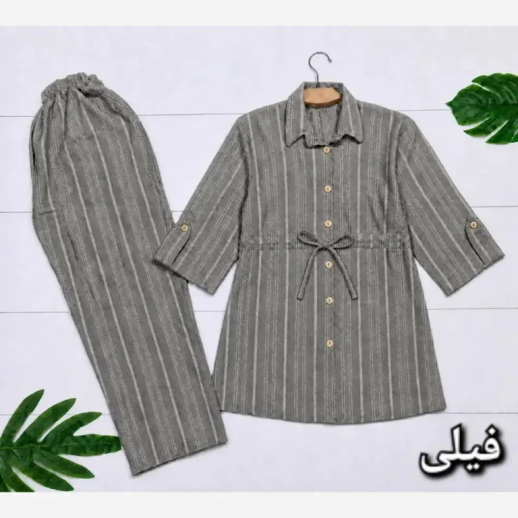 ست شومیز و شلوار زنانه مدل دلدار جنس شانتون فری سایز
