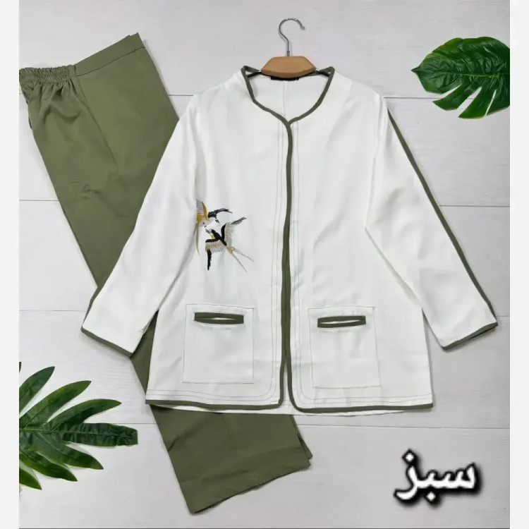 کت و شلوار مجلسی زنانه مازراتی فری سایز 38 تا 46 رنگ کله غازی سبز آبی