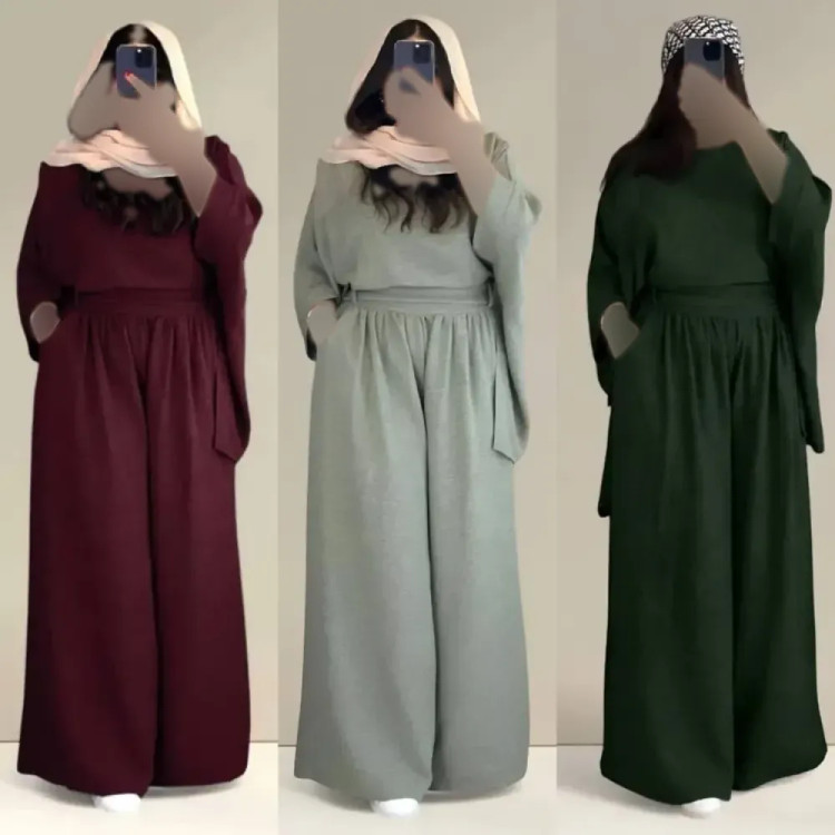 ست شومیز و شلوار زنانه جنس شانتون سایز فری مناسب 38 تا 48 رنگی