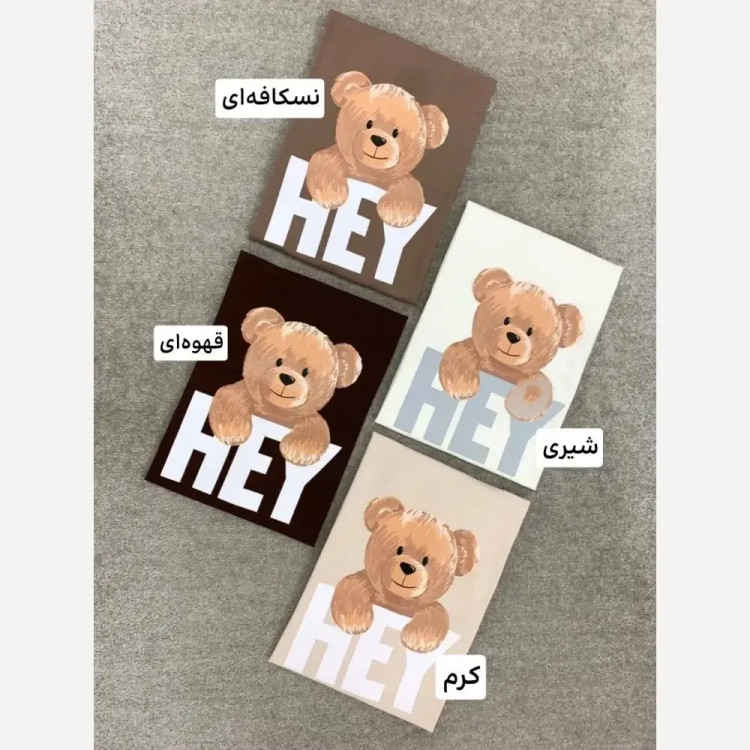 تیشرت پنبه طرح هی تدی فری سایز
