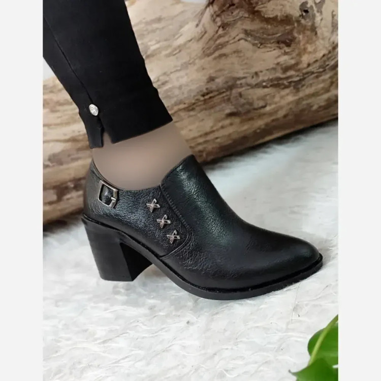 کفش مجلسی طبی زنانه چرم مشکی پاشنه 7 سانت سایز 37 تا 41