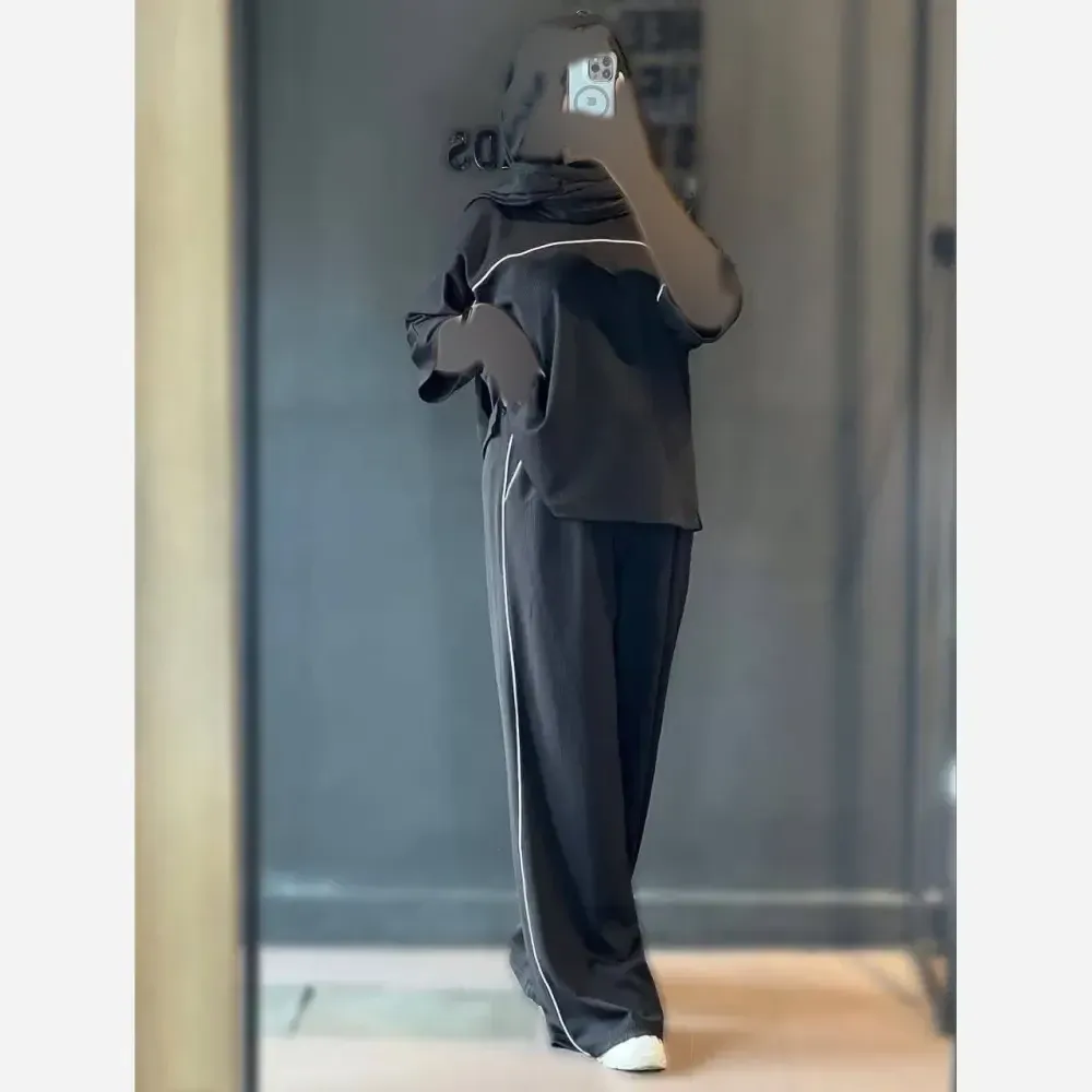 ست تیشرت و شلوار پنبه کبریتی فری سایز زنانه