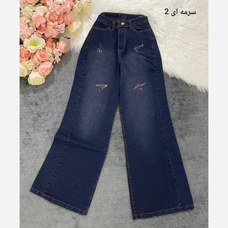 شلوار بگ جین درجه یک گرم بالا مدل شافل سایز 38 تا 48