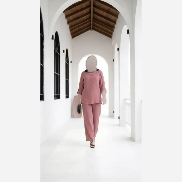 ست شومیز و شلوار بگ زنانه پارچه صوفیا شانتون درجه یک سایز فری رنگبندی متنوع
