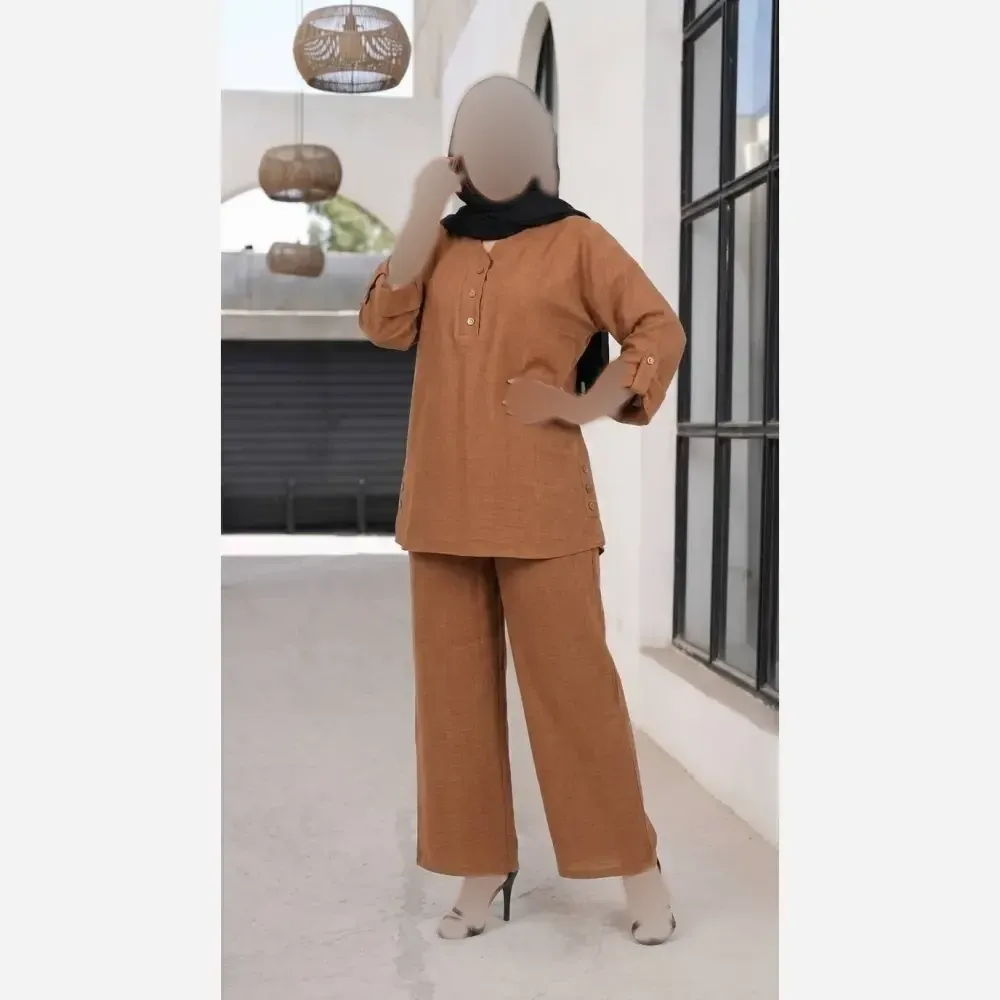 ست شومیز و شلوار بگ زنانه پارچه صوفیا شانتون درجه یک سایز فری رنگبندی متنوع