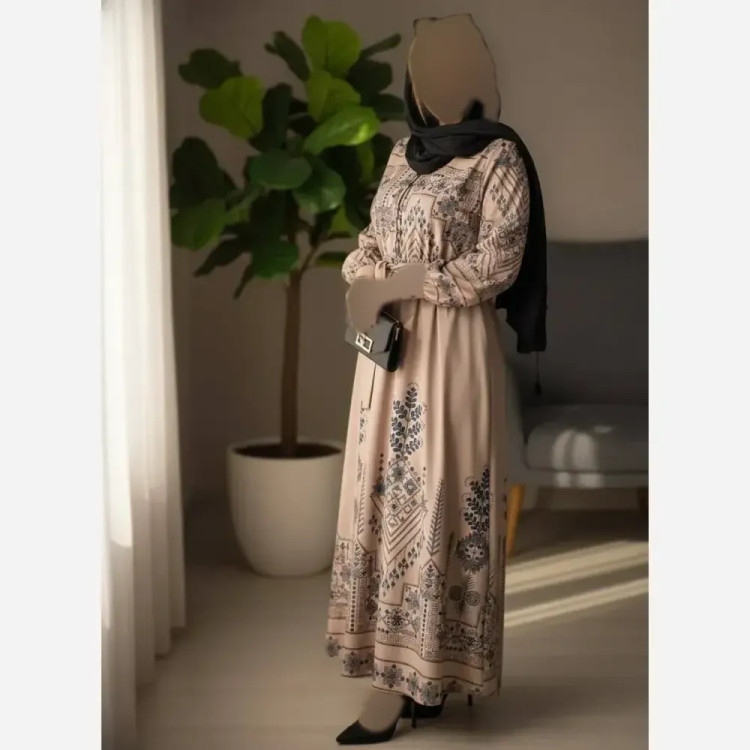 پیراهن کتیبه کلوش فری سایز یقه کراواتی جنس بوگاتی اعلا