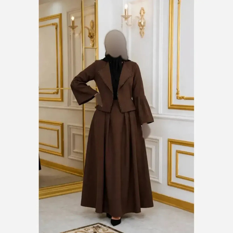 کت دامن زنانه جنس مازراتی خرجکار کریستال فری سایز تا 46
