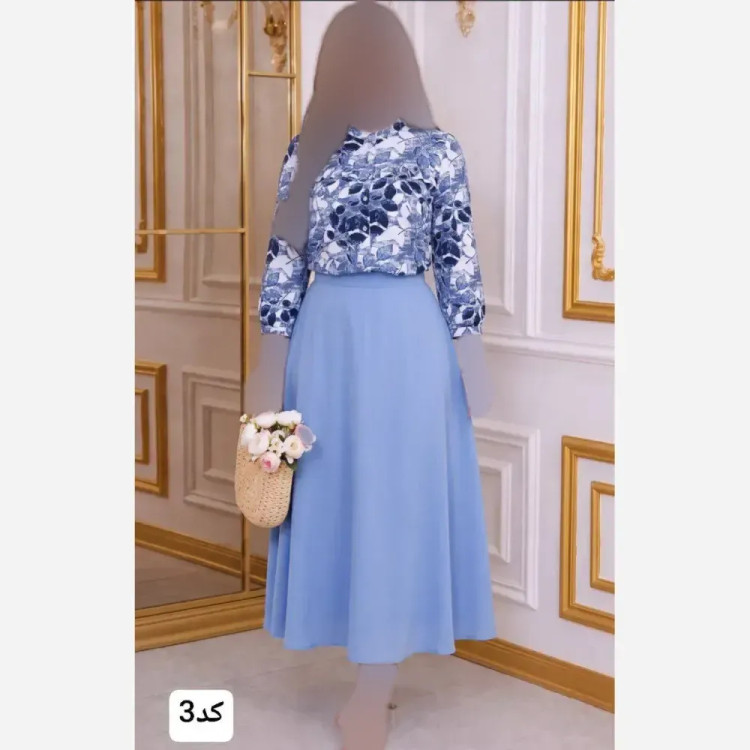 ست شومیز دامن طرحدار نخی و مازراتی فری سایز تا 48
