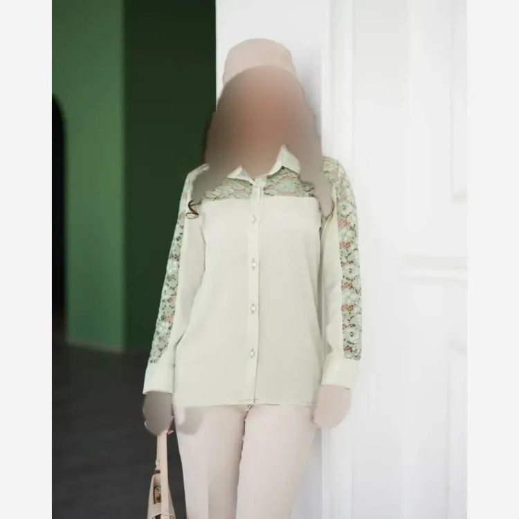 شومیز زنانه یقه مردانه پارچه لیوسل خرجکار گیپور