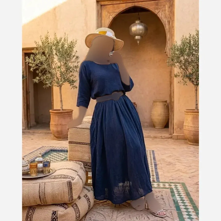 ست ست کراپ و سارافون زنانه مدل سوزان جنس شانتون صوفیا فری سایز