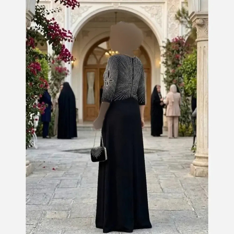 ماکسی مجلسی بیگ سایز کرپ لمه رنگ مشکی