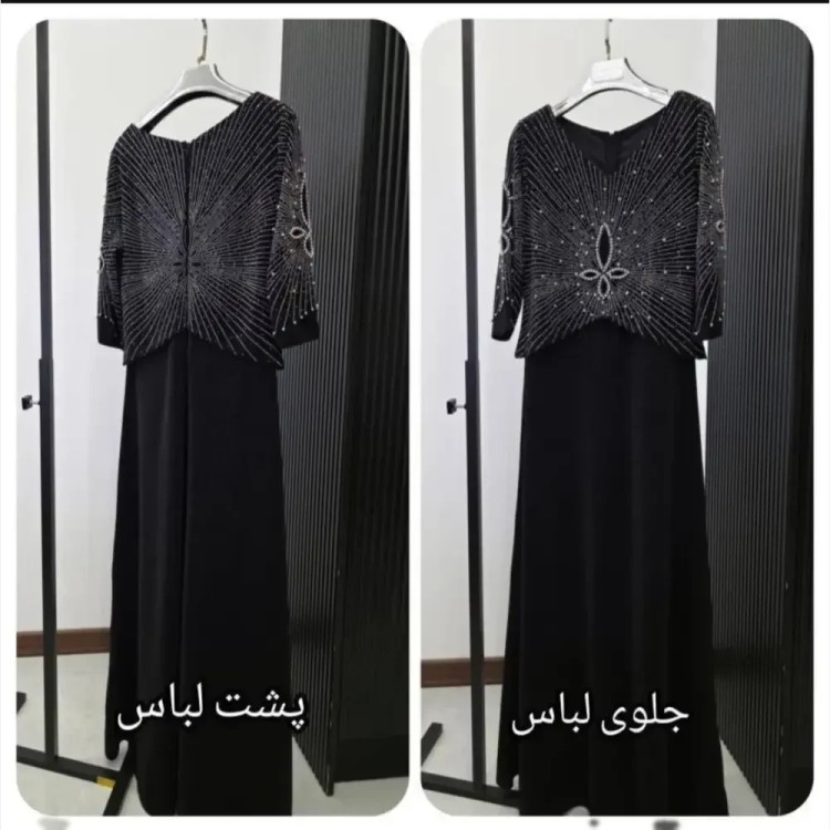 ماکسی مجلسی زنانه کرپ لمه مشکی سایز نرمال