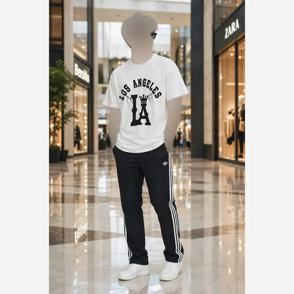 ست تیشرت و شلوار مردانه LV پنبه سوپر و اسپان نخ اعلا
