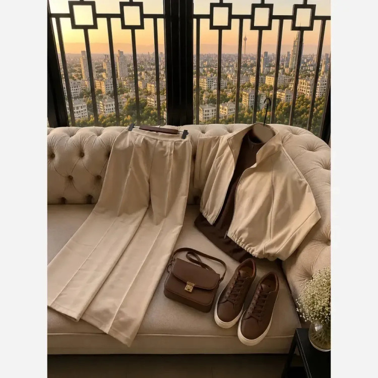 ست شلوار زنانه کرپ مازراتی مدل آتنا