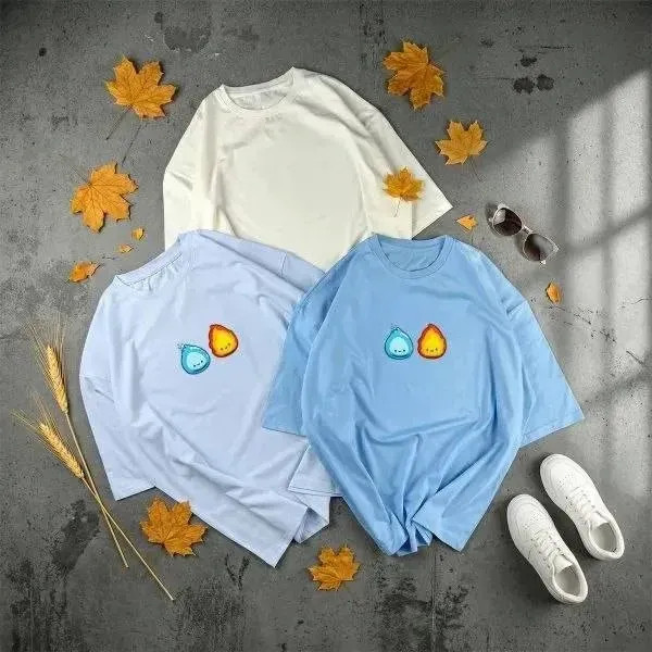 تیشرت پنبه سوپرنخ طرح آب و آتش فری سایز