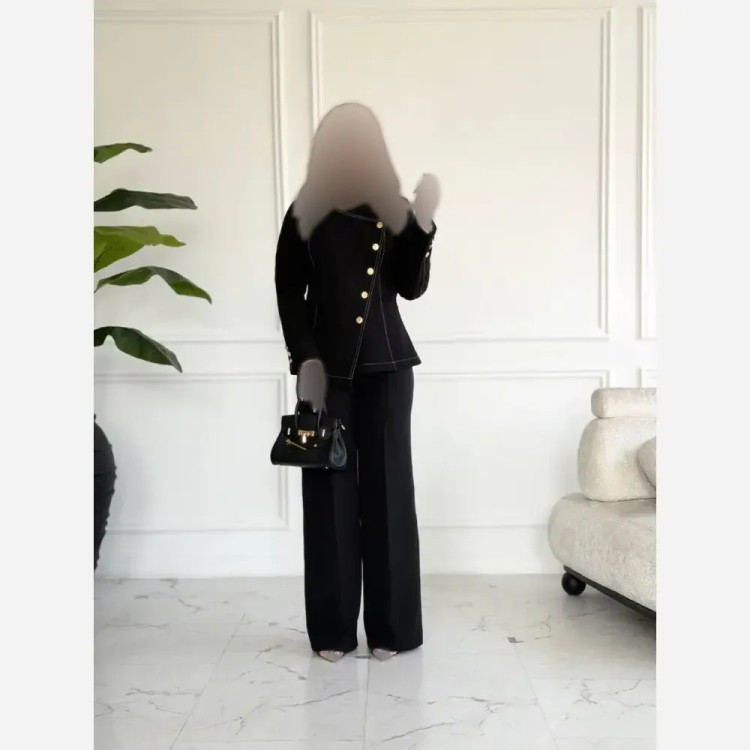 کت زنانه کرپ مازراتی رنگ مشکی قد 70