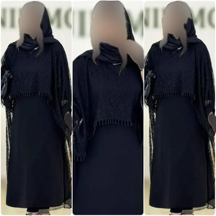 دوتیکه مجلسی رویال سارافن بوگاتی و رویه دانتل رنگ مشکی فری سایز