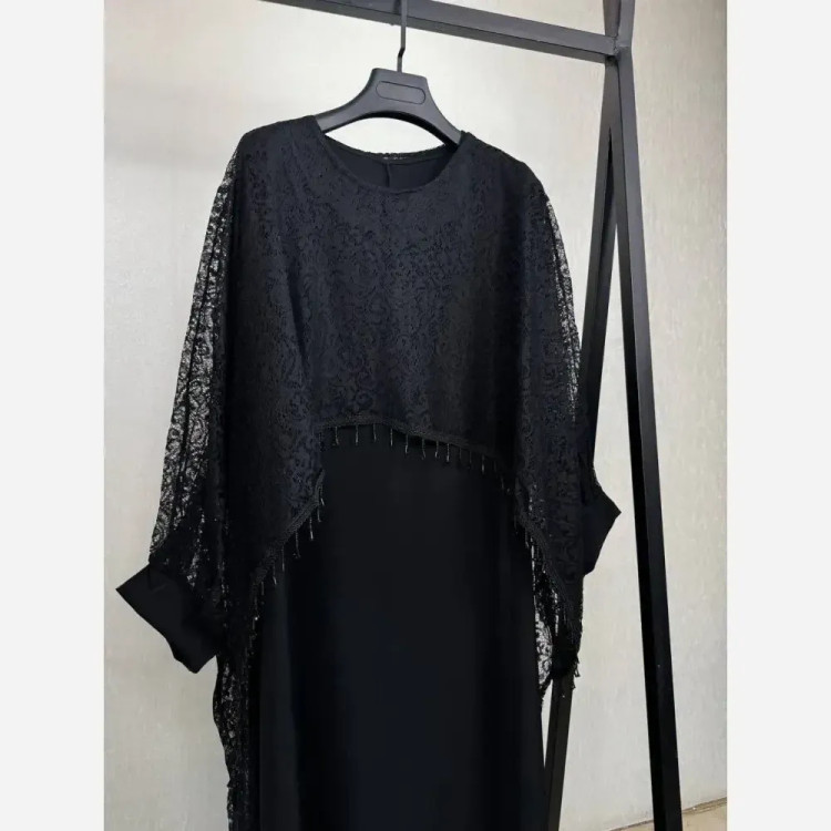 دوتیکه مجلسی رویال سارافن بوگاتی و رویه دانتل رنگ مشکی فری سایز
