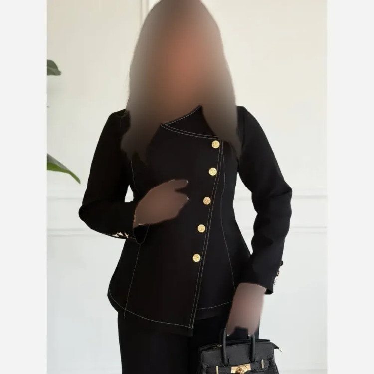 کت و شلوار زنانه کلاسیک کرپ مازراتی رنگ مشکی