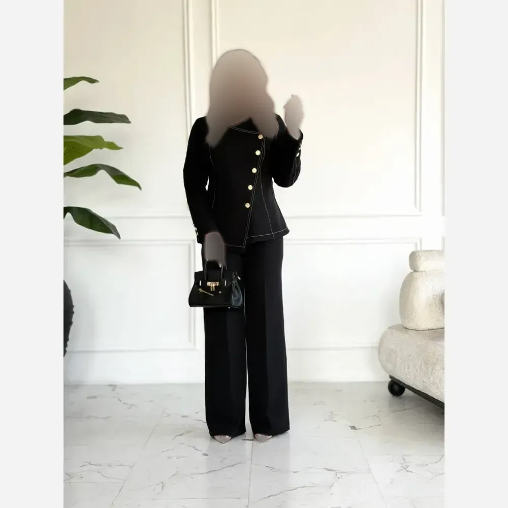 کت و شلوار زنانه کلاسیک کرپ مازراتی رنگ مشکی