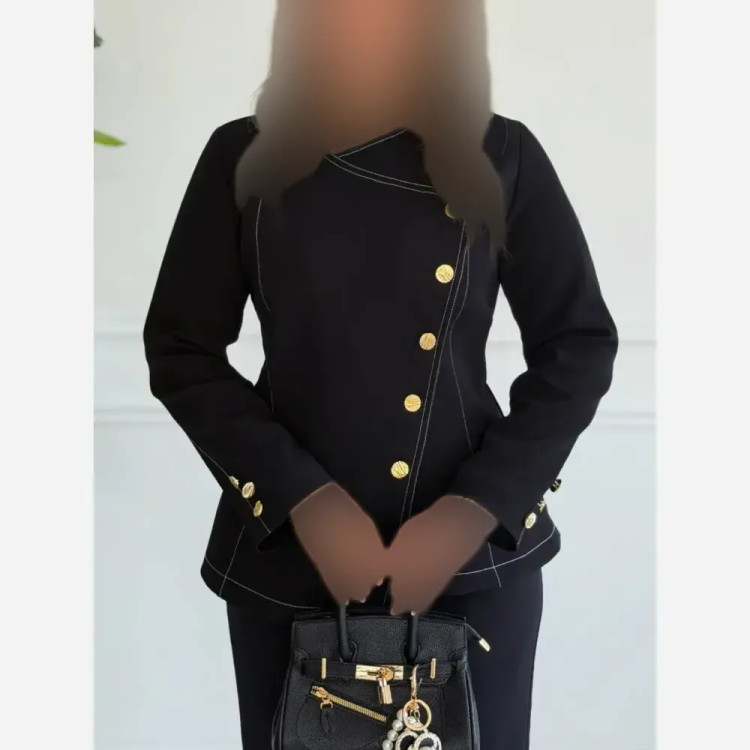 کت و شلوار زنانه کلاسیک کرپ مازراتی رنگ مشکی