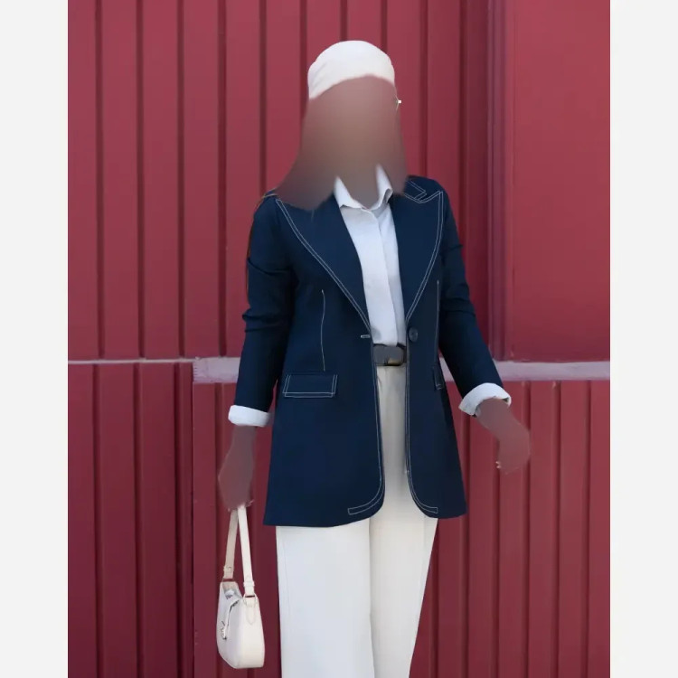 کت تک زنانه یقه بلیزری بزیاق ترک مدل آرینا سایز بزرگ