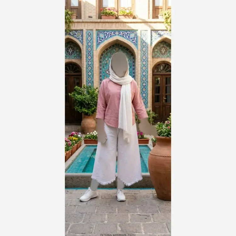 شلوار زنانه الیاف طبیعی مدل ارکیده پنبه ای فاق بلند فری سایز